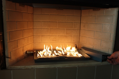 converting fireplace to propane pan burner