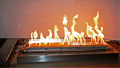 Popane burner for fireglass